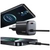 USAMS Ładowarka sieciowa JC Series CC261 20W GaN Fast Charger wbudowanykabel USB-C czarna